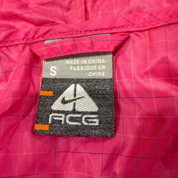 Vintage Nike ACG Running Windbreaker Rain Jacket Womens Small Bright Pink Check - Picture 5 of 8
